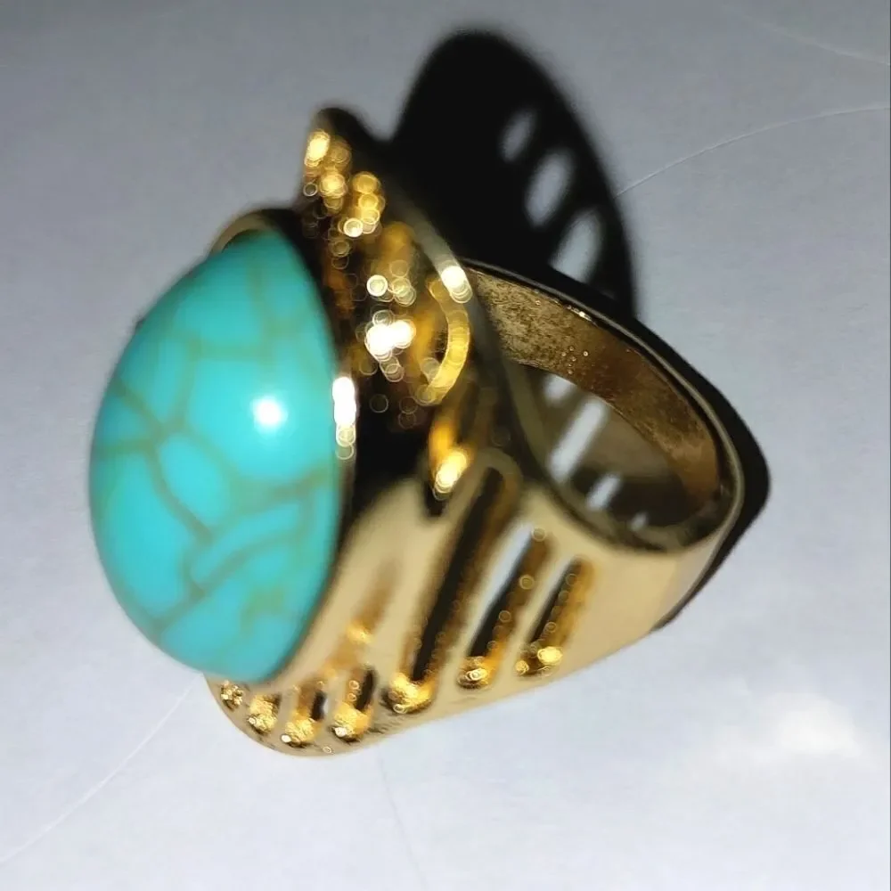 Hand crafted vintage bohemian turquoise ring unisex